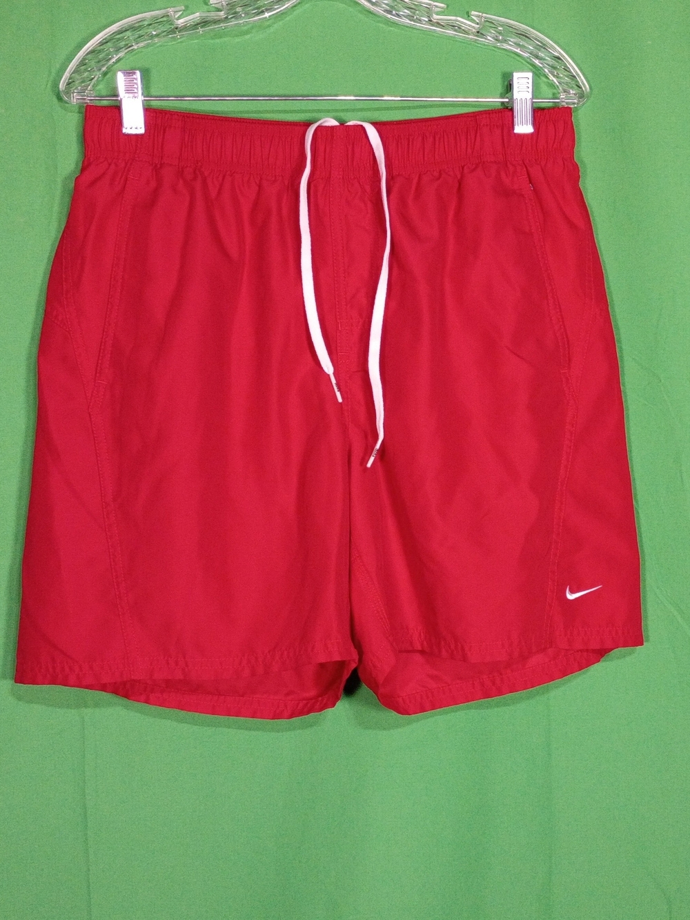 Nike Swim Shorts Men's Size M Red Mesh Lined Draw String Elastic Waist Inseam 6"